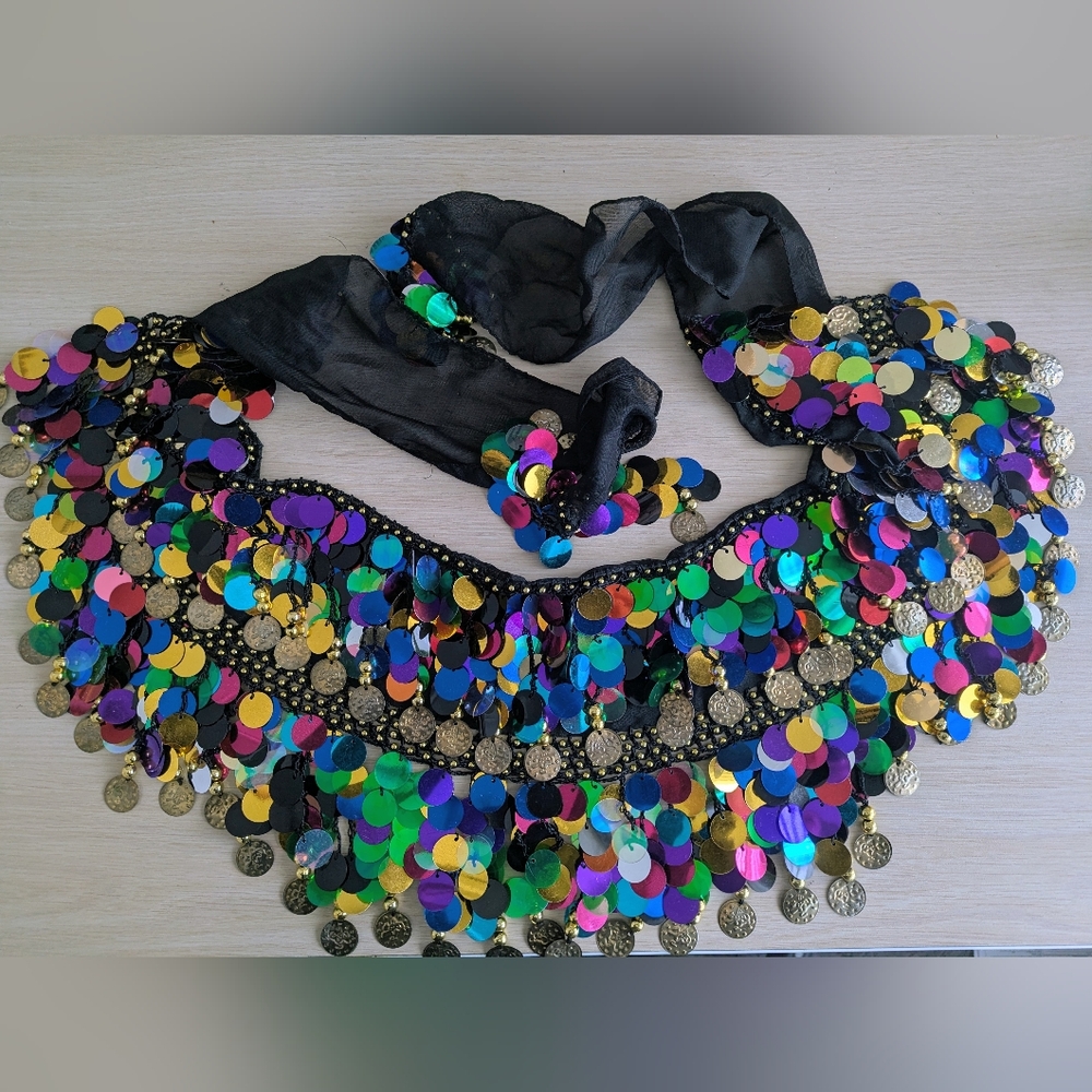 Colorful Sequin Belly Dance Hip Scarf